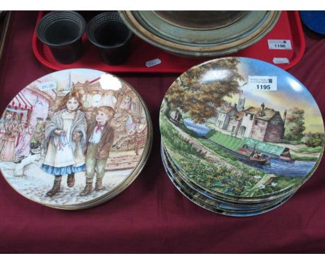 Eight Royal Worcester Collectors Plates, 'Romance of the Waterways', together with five Royal Worcester Christmas plates.