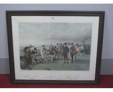 Seymor Lucas 'Bowles at Plymouth Hoe' (20th century) print. 50 x 80.5cm. Facsimile signature at the border.