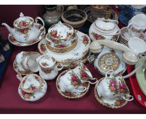 Royal Albert Old Country Roses tea service for six comprising of teapot, cups, saucers, side plates, milk and sugar together 