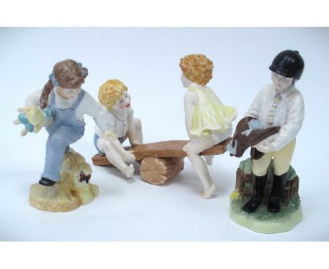 Royal Worcester Figurines 'First Prize' and 'See-Saw' from the Girls and Boys Come Out to Play Series, by Glenis Devereux; an