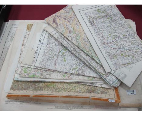Ordnance Survey Maps, circa 1950's, Sheffield, Peak District, Yorks &amp; Lancs locations, approximately twenty six.