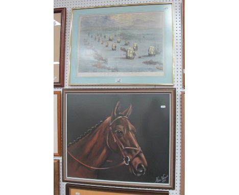 Alan Ward (Derbyshire Artist) Chestnut Horse Portrait, pastel, 49.5cm x 59.5cm, signed and dated 1980. Departure of The Balti