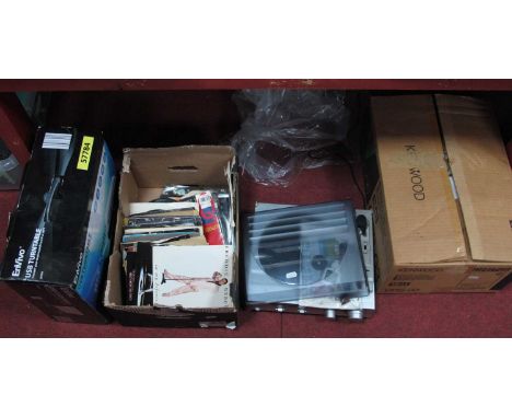 Envivo USB Turntable, Bush Turntable, Kenwood speaker system, 45rpm records - all Untested and sold for parts only.