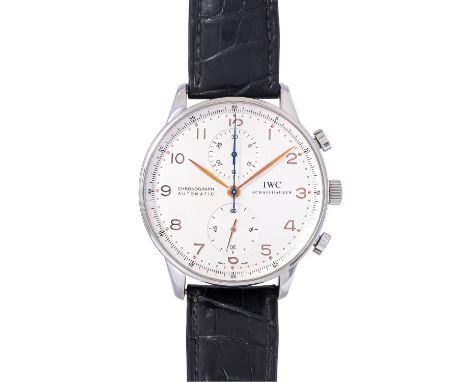 IWC Schaffhausen Portugieser Chronograph Herren Armbanduhr, Ref. IW371401. Edelstahl. Automatik-Werk Kaliber 79350, funktions