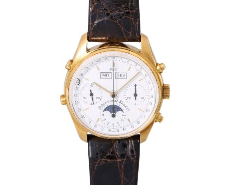 IWC sehr seltener Vollkalender Chronograph Vintage Herren Armbanduhr, Ref. 3710. NOS. Limitiert 150 St. Gold 18K. Limitiert a