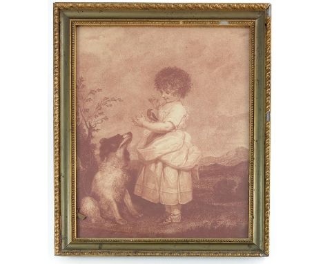 Francesco Bartolozzi after Joshua Reynolds, Master Philip Yorke, sepia print, 34cm x 26cm, framed