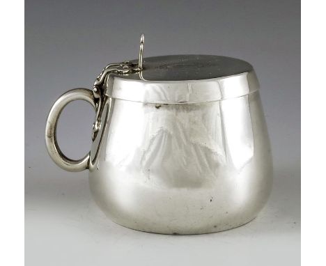 Hunt and Roskell late Storr and Mortimer, London 1865, a Victorian silver mustard pot and spoon, tapered ovoid form with C lo