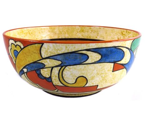 Clarice Cliff for Wilkinson, a Zap bowl, Café au Lait finish, circa 1930, Bizarre marks, 21.5cm diameter