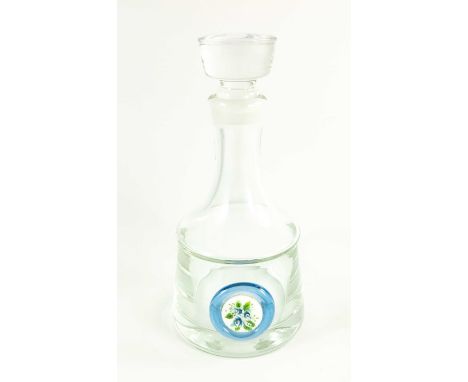Ronald Stennett Willson for Wedgwood, a Kings Lynn, Norfolk design glass decanter, circa 1969, angled mallet form, with an ap