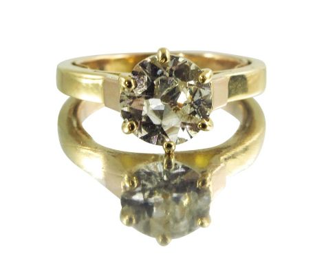 An Art Deco 18ct Yellow Gold diamond solitaire ring, French circa 1930, the old cut circular diamond approximately 1.00 carat