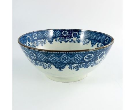 A Staffordshire pearlware blue and white commemorative bowl, circa 1805, Admiral Lord Nelson, with central portrait and motto