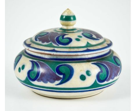 Carter, Stabler and Adams, a Poole OR pot and cover, squat ovoid form, impressed marks, 14.5cm diameter