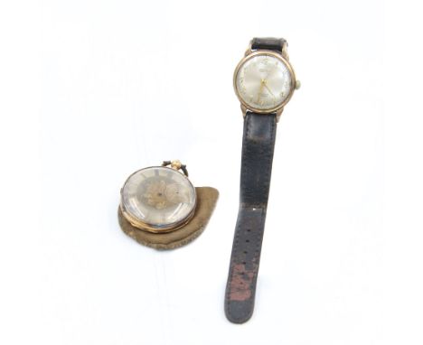 Roamer 9ct gold presentation manual wind wristwatch, Birmingham 1960 and an early 20th century 18ct gold pocket watch, stampe