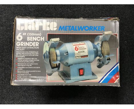 A boxed Clarke 6 inch bench grinder 