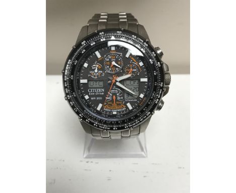 A Citizen JY0010-50E Skyhawk Titanium Eco-Drive A-T Radio Controlled wristwatch