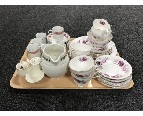 A tray of part Paragon Nocturne tea set together with six coffee cans and saucers, Port Merion botanic garden jug and Crown D