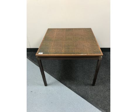 A Danish rosewood copper topped lamp table 