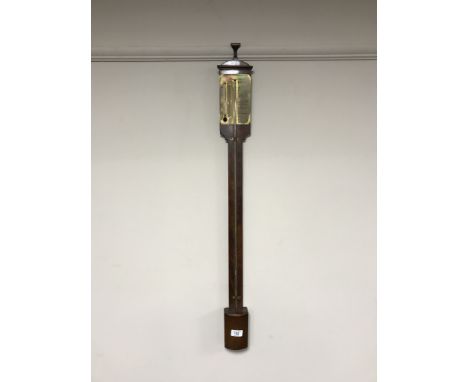 A mahogany and brass stick barometer