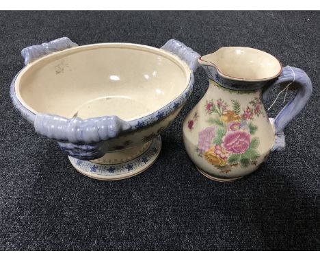 A Regency Ironstone floral pottery jug and basin 