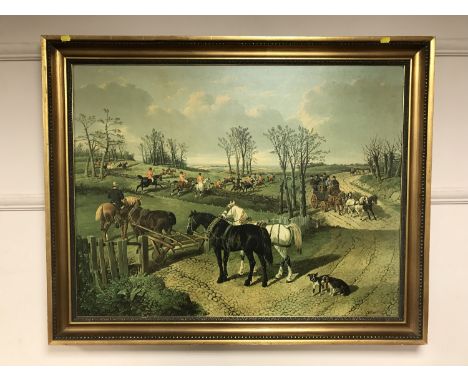 A gilt framed print after J F Herring - Hunting