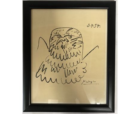 Pablo Picasso eagle print. Dated 3.4.54. Used by Xerox to advertise the world first pain paper copier, model 914. 