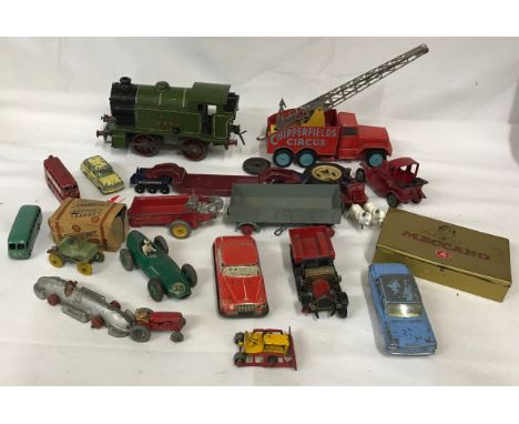 A collection of diecast metal vehicles to include Dinky Vanwall, Dinky Speed of the Wind, Corgi Chipperfields Circus, Dinky 3