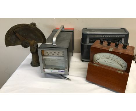Scientific instruments to include Microamperes meter, Chessell recorder, Torsion balance scales and unknown instrument by G.W
