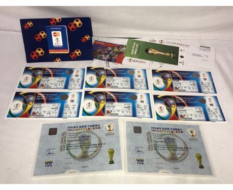 A collection of 6 unused 2002 FIFA world cup tickets for England games to include 2x Nigeria V England, 2x Argentina V Englan