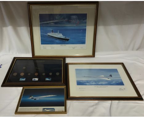Limited edition 766/950 and signed, Anthony Hansard and John Cochrane, print of Concorde "Above and Beyond" 18 x 34cm. Limite