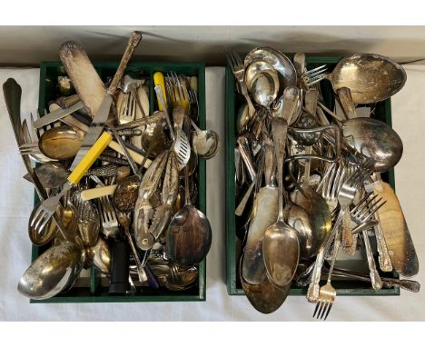 A large quantity of silver plated cutlery  to include lobster picks, ladle etc. 