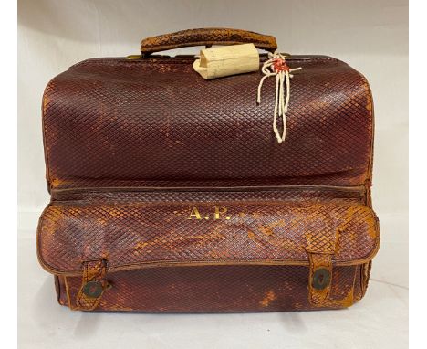 An ox blood leather fitted lady's dressing case by makers Mappin &amp; Webb, London &amp; Sheffield containing manicure set w