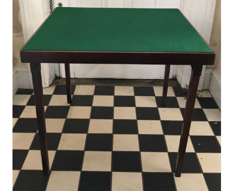 A folding card table with green baize top 76cm square x 67cm h, Green Brothers. 