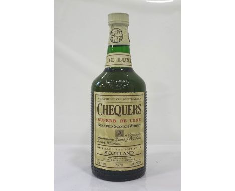 CHEQUERS SUPERB DE LUXE 
A bottle of the Chequers Superb De Luxe Blended Scotch Whisky bottled by John McEwan & Co. Ltd.  26 