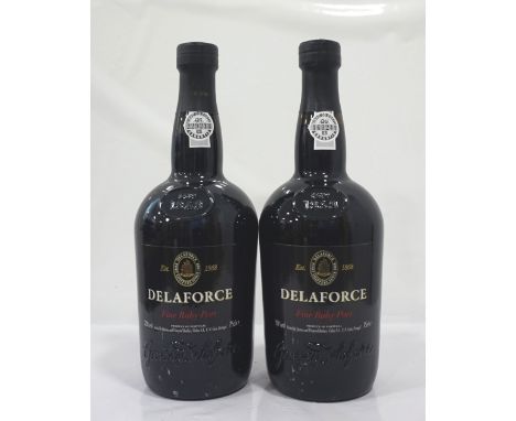 TWO BOTTLES OF DELAFORCE FINE RUBY PORT
A brace of bottles of Delaforce Fine Ruby Port,  2 x 75cl.  20% abv.  Both bottles wi