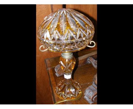 An amber overlay glass table lampCONDITION REPORTcrack to lamp shade as shown