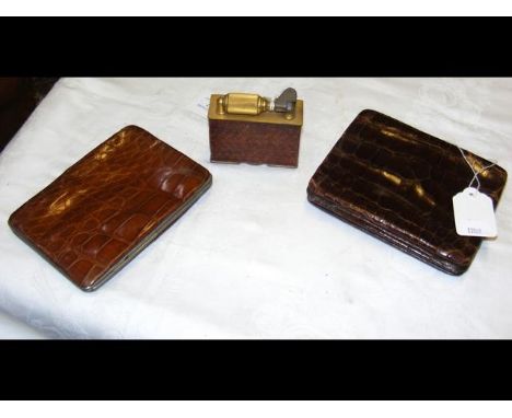 A vintage McMurdo table lighter, together with two crocodile skin style pursesCONDITION REPORTpostage available for this lot 