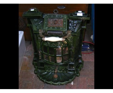 An attractive antique French enamel stove - H62cm