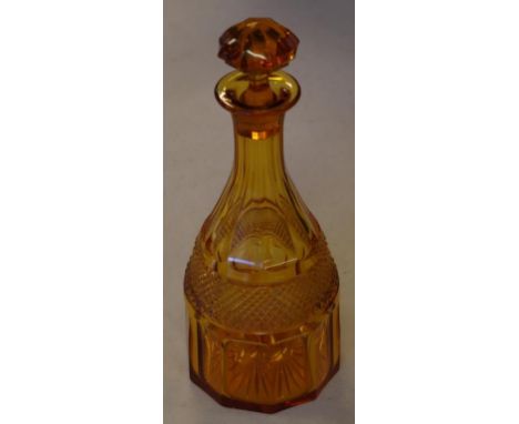 Good Georgian amber cut crystal decanter H26cm approx