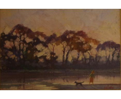 Kevin George Oxley (1941-) "Lagoon Light" oil on board, signed lower right, 11cm x 16cm