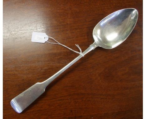 Antique Irish silver basting spoon hallmarked Dublin 1810m maker JP John Power, 117g approx., 31cm long