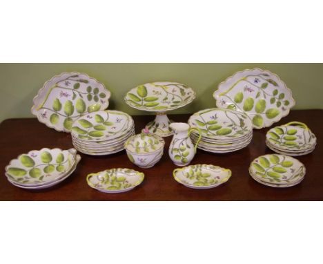 Royal Worcester twenty six piece dessert service pattern: The Blind Earl, comprising of 12 plates, 11 assorted shape serving 