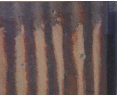 Greg Hansell (1949 - ) untitled, corrugated iron gate, signed lower right, 29 x 35.5cm