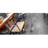 Blue steel framed push/pull trolley and steel framed caddie trolley