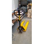 Lifter, 2,500kg yellow hand pallet truck. Year: 2020
