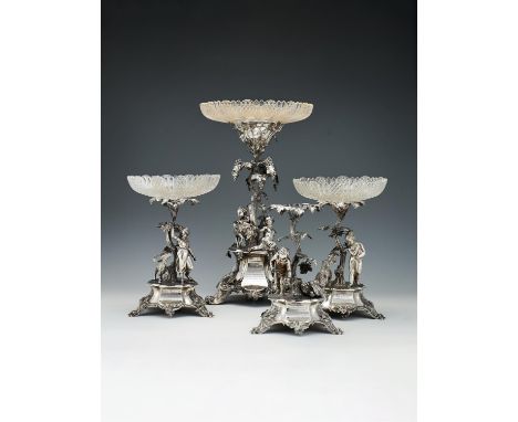 A Victorian suite of four silver centrepieces by John, Edward, Walter & John Barnard (Barnard & Sons Ltd), London 1871, with 