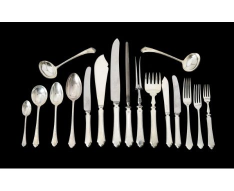 A silver Pembury pattern table service for twelve settings by Mappin & Webb, Sheffield 1960-61, comprising: Twelve table fork