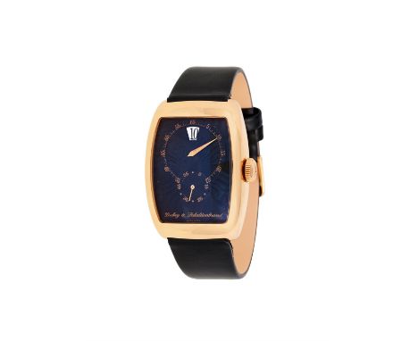† Dubey & Schaldenbrand, Jump Hour, a limited edition gold coloured wrist watch, no. 054/100, circa 2000, manual wind movemen