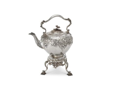 Y A Victorian silver ovoid kettle on stand by John Samuel Hunt, London 1860, stamped Hunt & Roskell late Storr & Mortimer 467