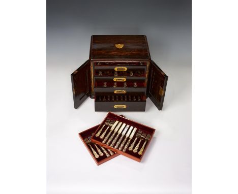 An impressive matched Victorian silver gilt Bacchanalian pattern dessert service, mainly by Wakely & Wheeler, London 1891, al