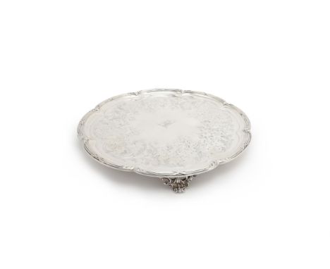 An early Victorian silver octolobed salver by John Samuel Hunt, London 1845,  stamped Hunt & Roskell late Storr & Mortimer 21
